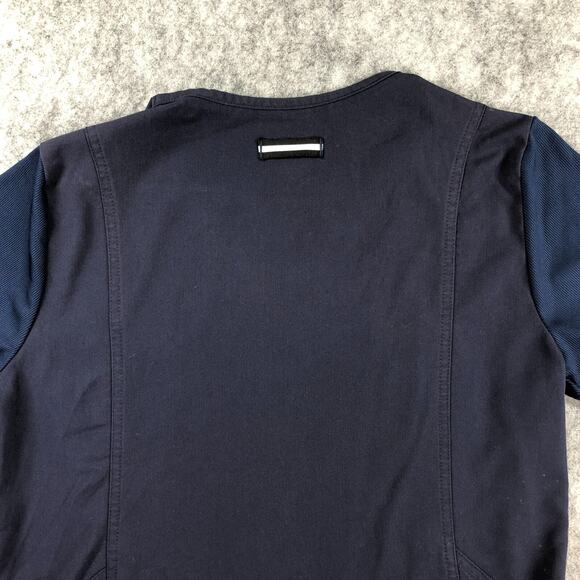 Beyond Scrubs Top Womens Medium Navy Blue V Neck 2 Pocket Stretch Style 5100SB - Picture 5 of 13
